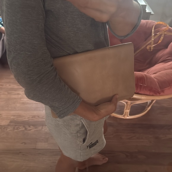 Able Leather Clutch in Cream - Picture 9 of 12